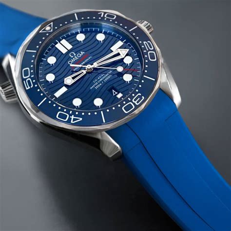 omega seamaster planet ocean blue rubber strap|Omega Seamaster professional rubber strap.